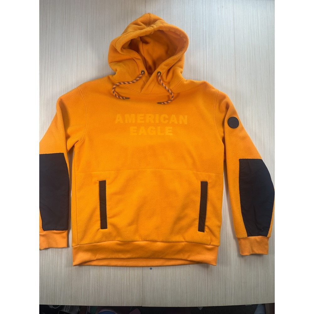 American Eagle‎ Outfitters Hoodie Mens Large Yellow Black Long Sleeve Sweatshirt